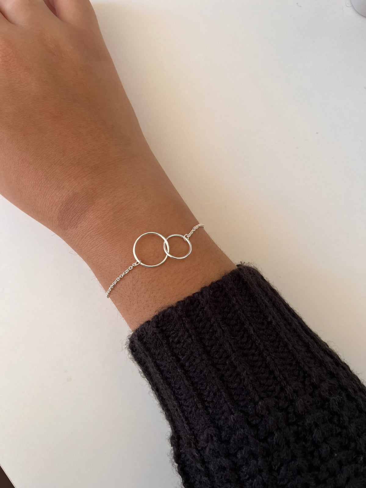 Pulseira dois circulos lisos - Prata 925